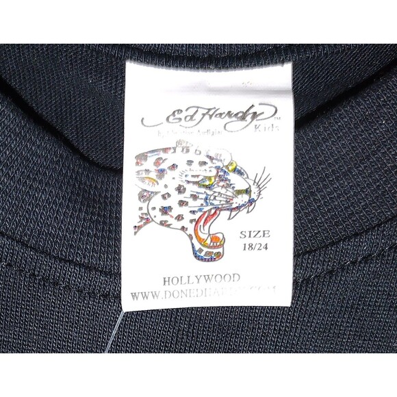 Ed Hardy Baby Tee 18-24 Months Black w/ Rose Vtg by Christian Audigier NWT - Picture 6 of 8
